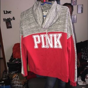pink cowl neck sweater